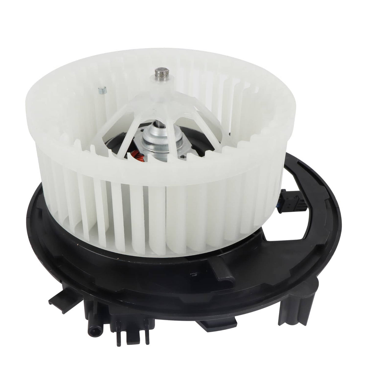 A/C heater blower motor fan wheel with white blades and black housing