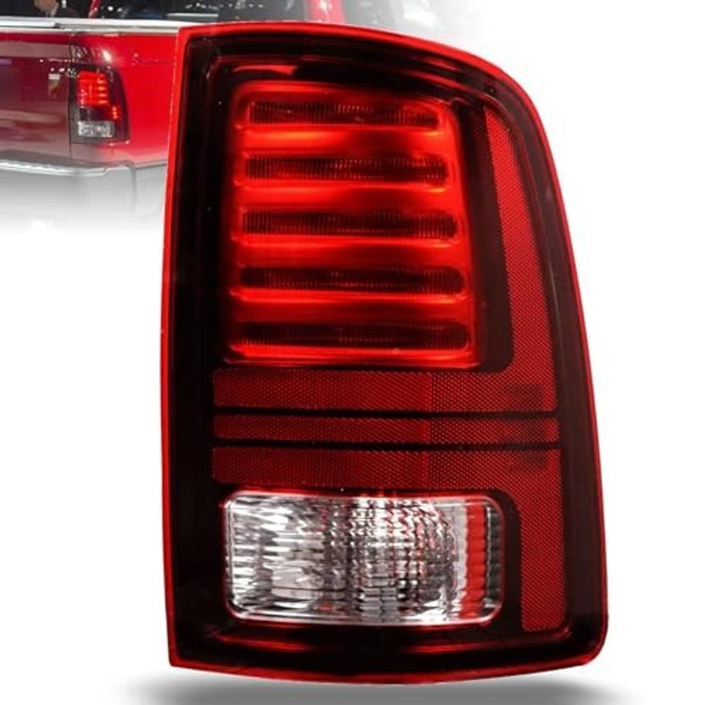 Right side tail light assembly with red lens and clear lower backup section
