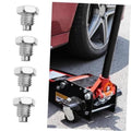Set of four silver hex-head threaded jack bolts with flared washer-style base