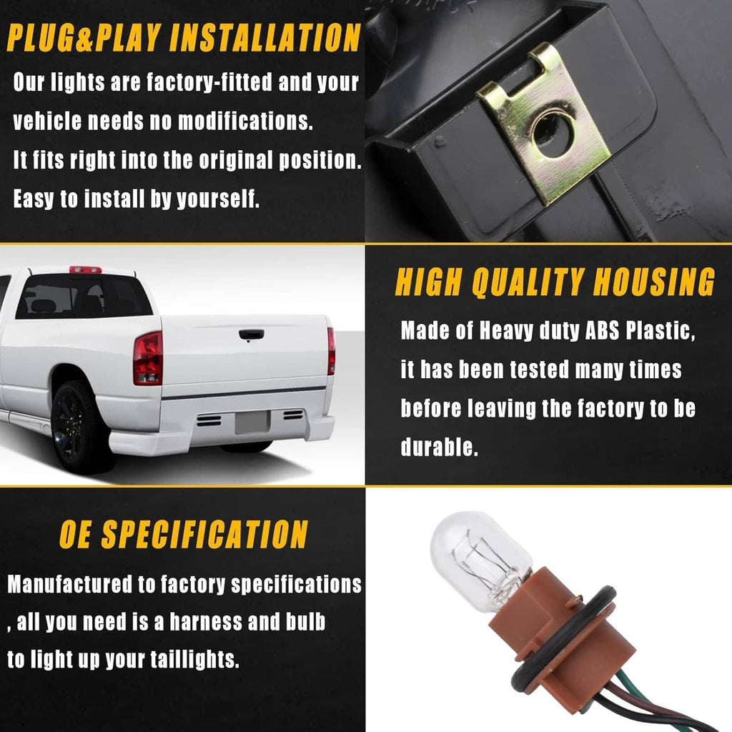 Taillight housing with electrical plug and replacement bulb for installation.