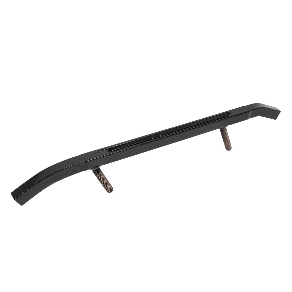 Black ski wear bar with long rail and bolt stud mount, side bracket detail.