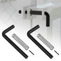 Trailer gate spring latch kit parts: two black U handles, coil springs, and pins