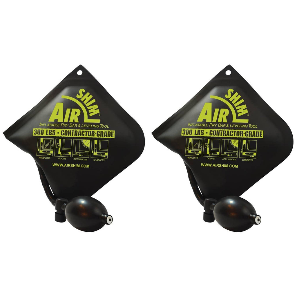 AirShim inflatable pry bar and leveling tool, two-pack with pump bulbs