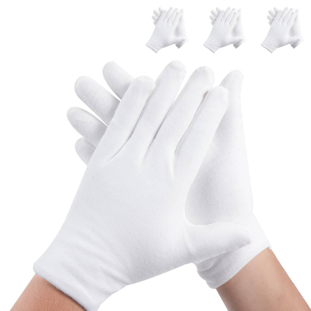 White cotton glove with full hand and finger coverage, three pairs shown