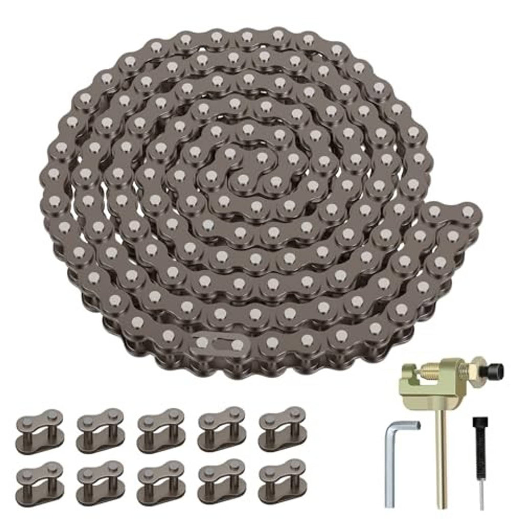 Dark steel drive chain coil with 132 links and included chain breaker hardware