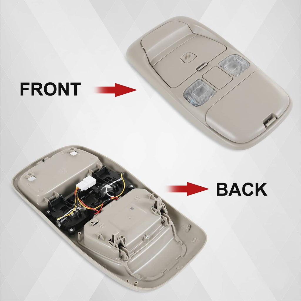 Beige overhead console dome light module showing underside electronics and mounts