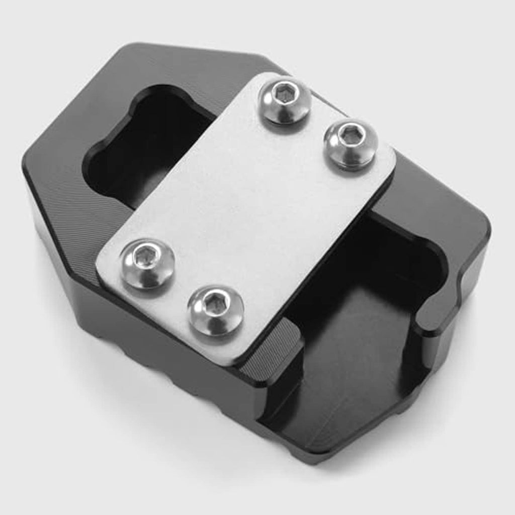 Black brake pedal extension with metal mounting plate and four bolts