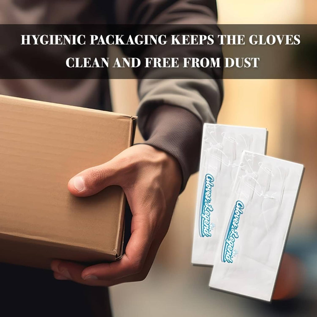 White cotton moisturizing gloves packaged in clear sleeve and box