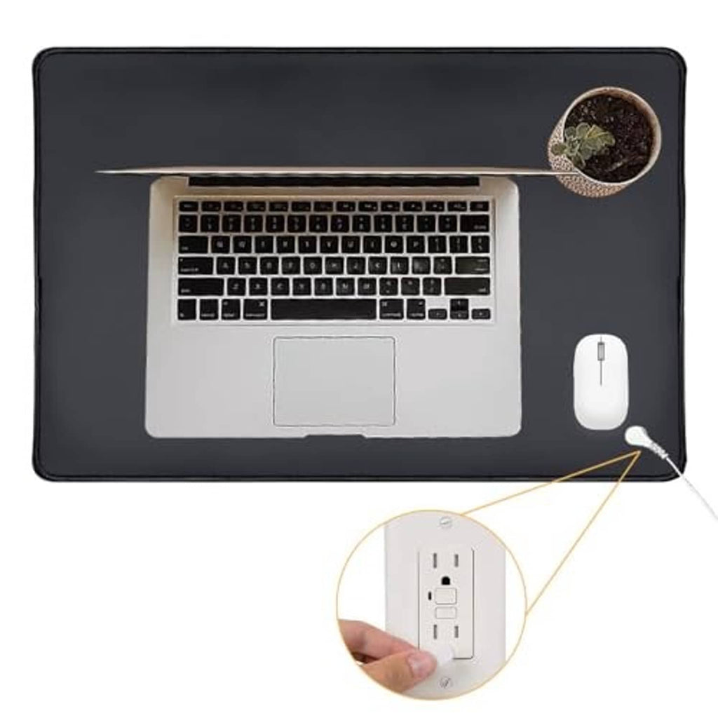 Black grounding mat with exposed cord and plug connection points