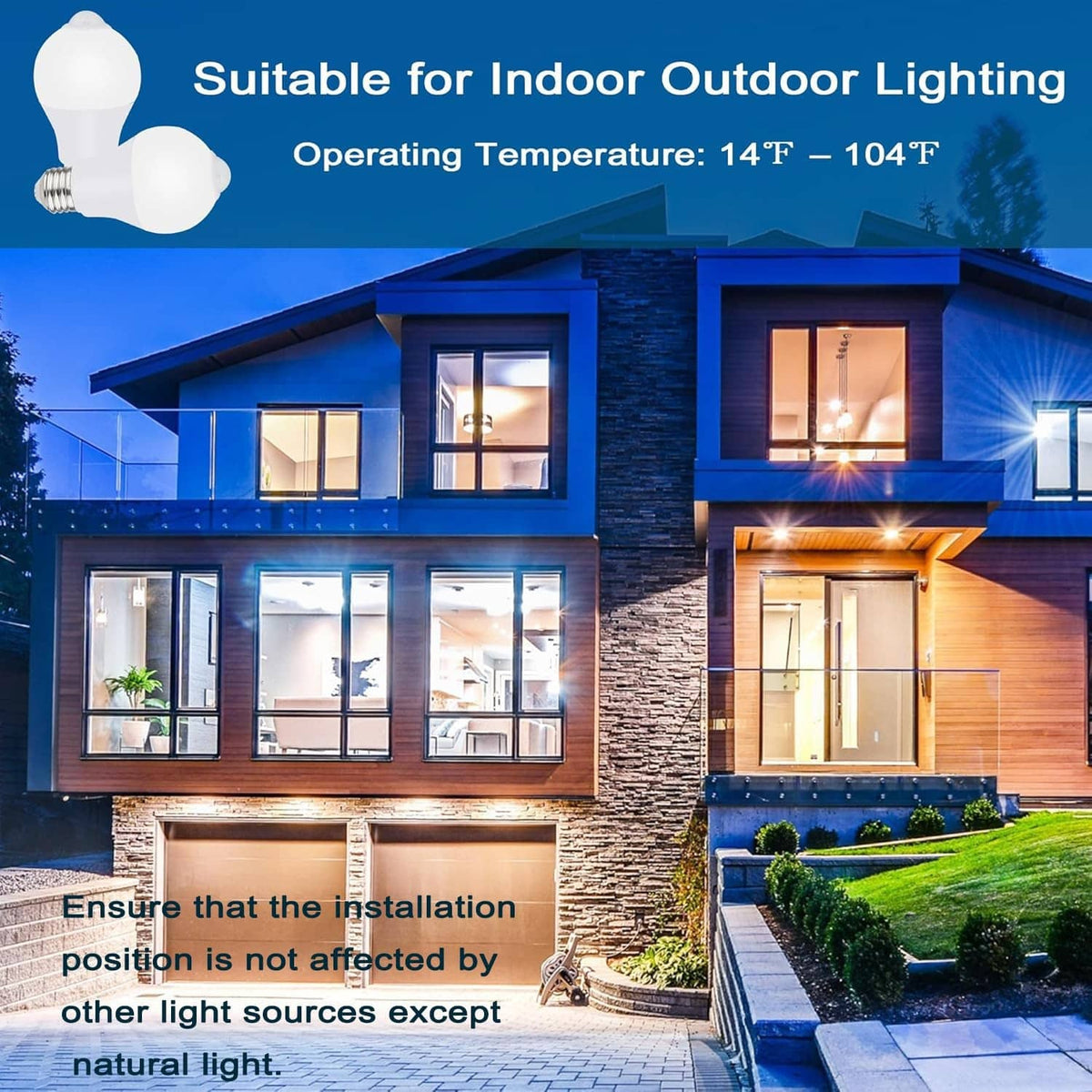 A19 motion sensor light bulb icons for indoor and outdoor lighting