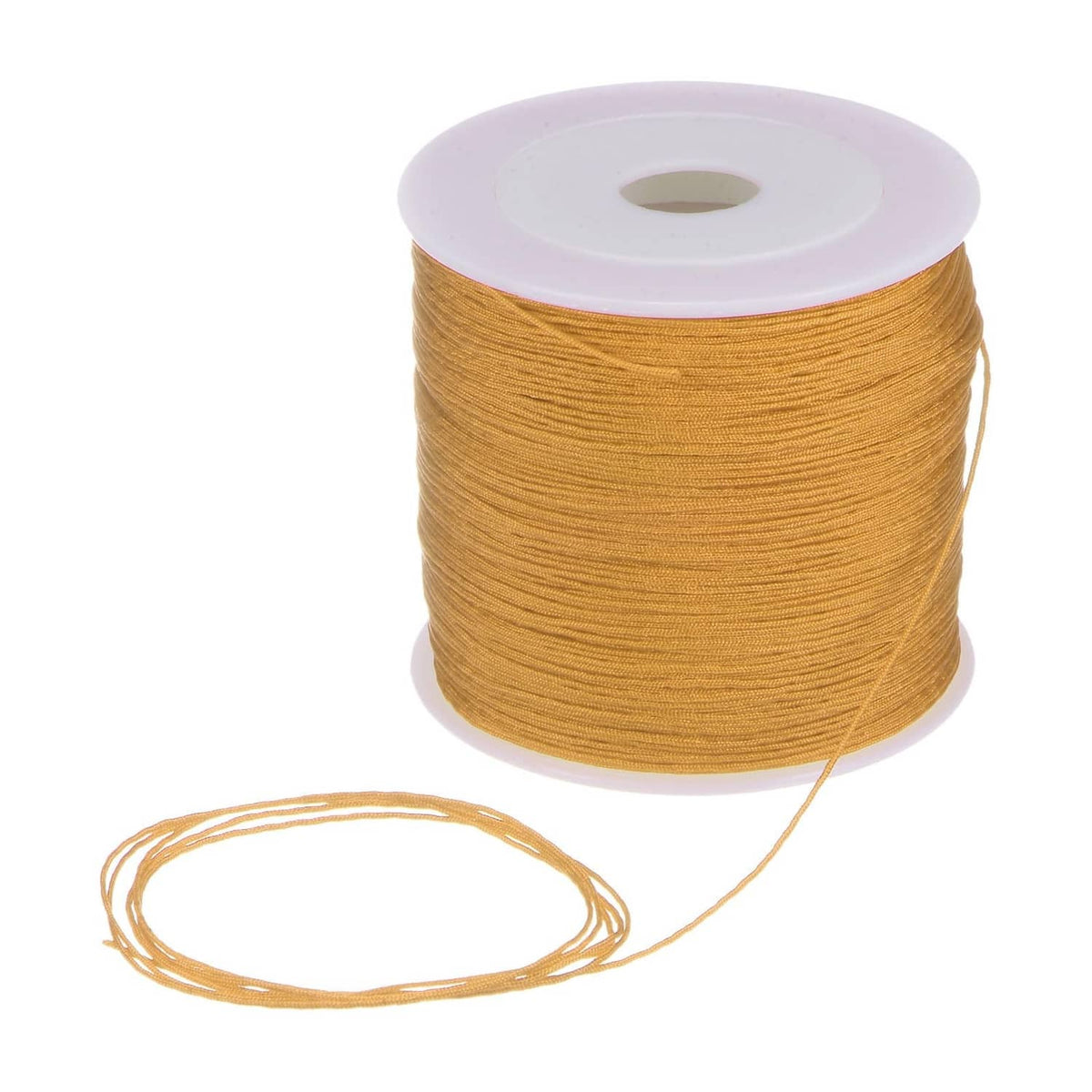 Satin gold nylon string cord on spool, thin 0.6 mm cord