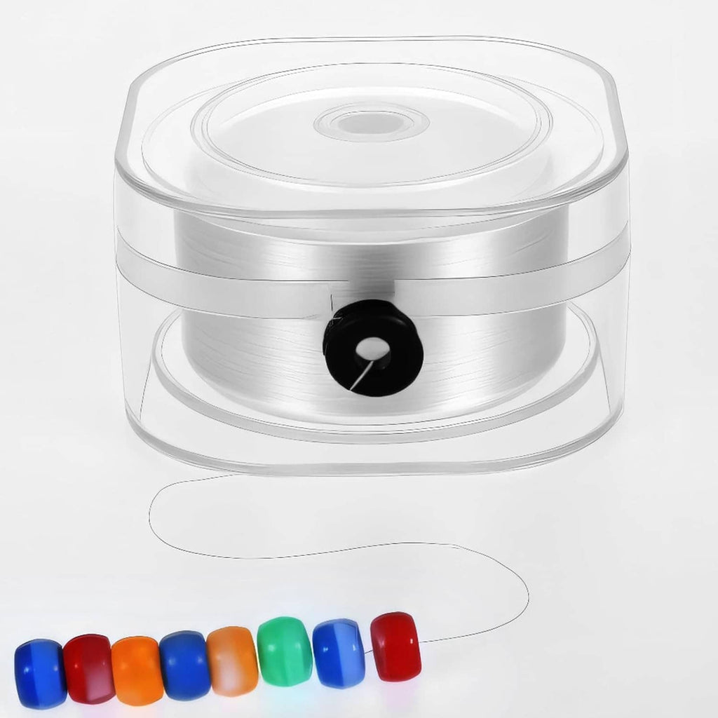 White 0.2mm elastic string roll on clear plastic spool for bracelets