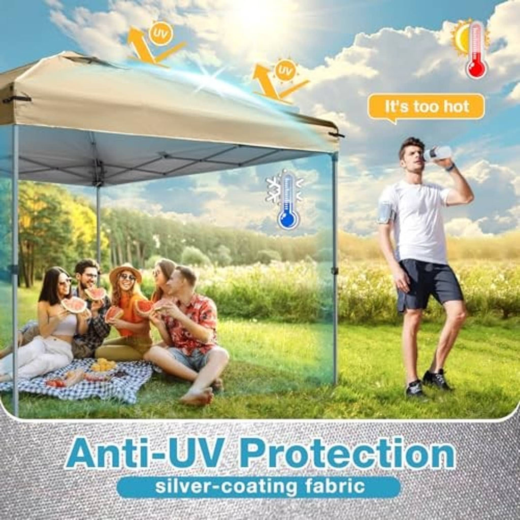 Beige 10x10 canopy replacement top cover with air vent, square tent roof