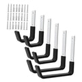 Set of black U hooks with metal screws and wall-mounting plates