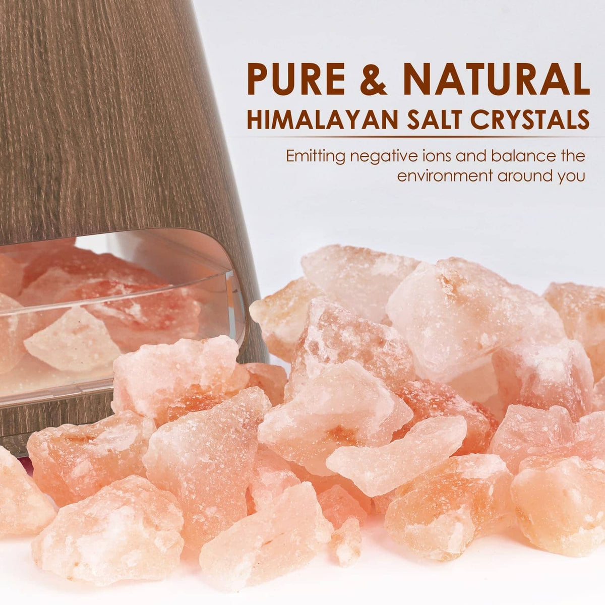RivetOak SALKING 2-in-1 Himalayan Salt Lamp Diffuser, Cool Mist Humidifier, Dark