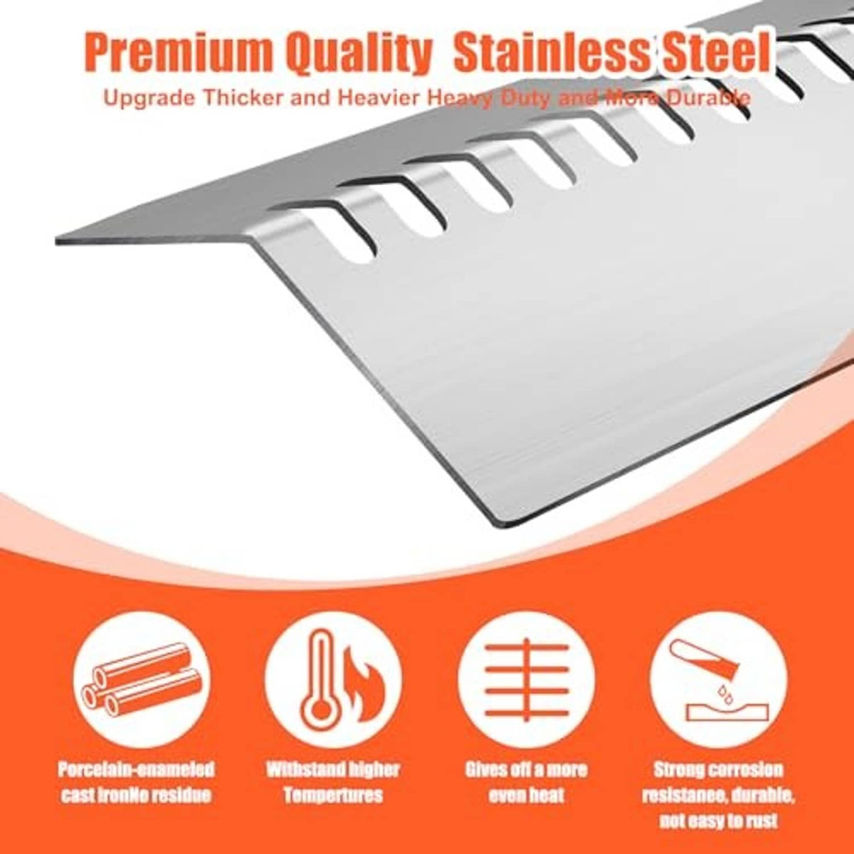 Stainless steel flame tamer insert with slotted deflector plate and mounting holes