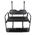 Rear flip golf cart back seat kit with black vinyl cushions and steel frame