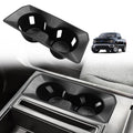 Black center console cup holder insert for F-150 bucket seats, two round cup slots