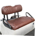 Brown diamond-quilted golf cart seat cover with stitched seams