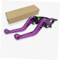Universal adjustable aluminum motorbike brake lever pair, purple levers with black mounts
