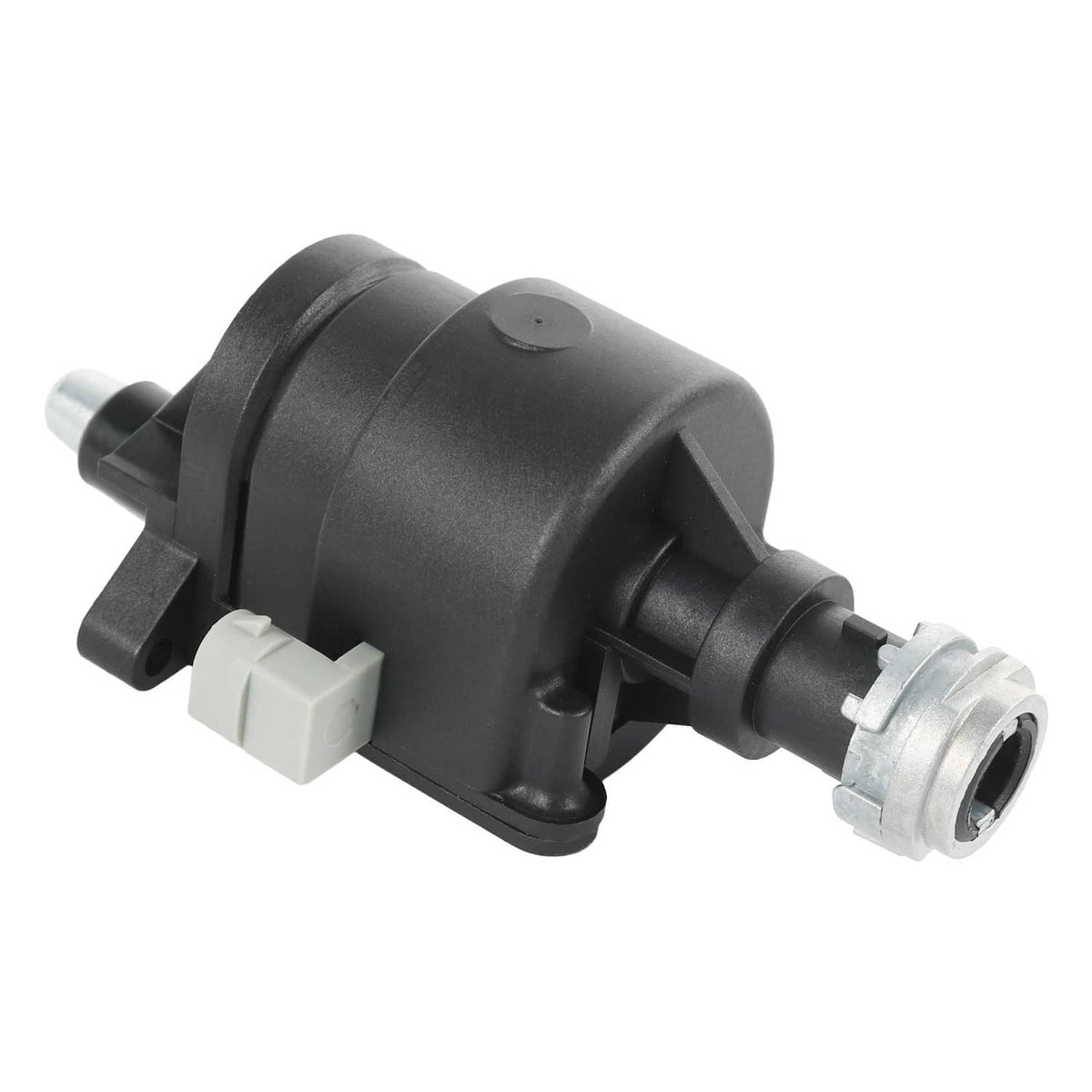 Ignition switch housing assembly, black plastic body with metal cylinder and connector