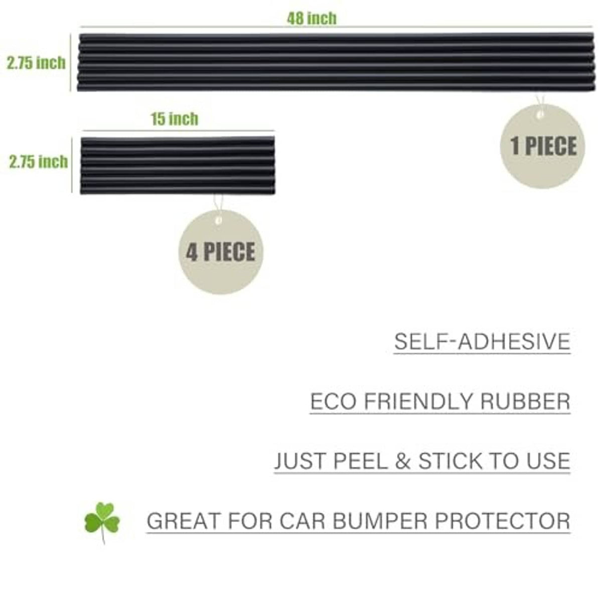 Black ribbed self-adhesive rubber bumper guard strips for car bumper protection