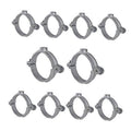 Gray hinged split ring pipe hangers with latch and mounting hardware (10 pack)