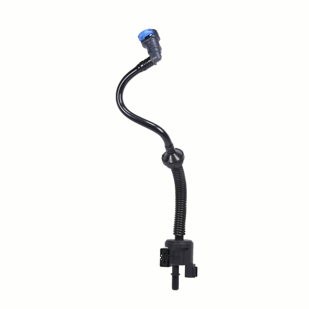 Fuel vapor hose with blue sensor connector and black solenoid mounting plug