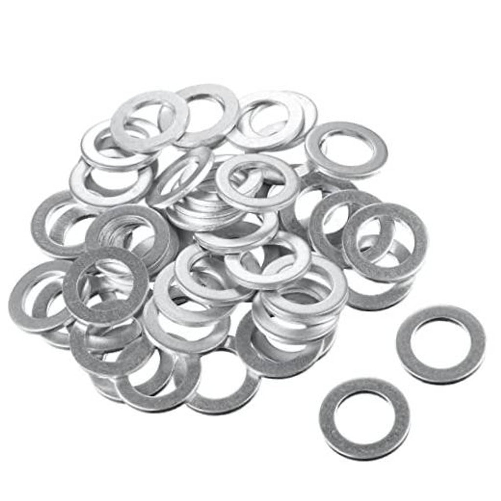 Aluminum engine oil drain crush washers, round silver flat rings with center holes