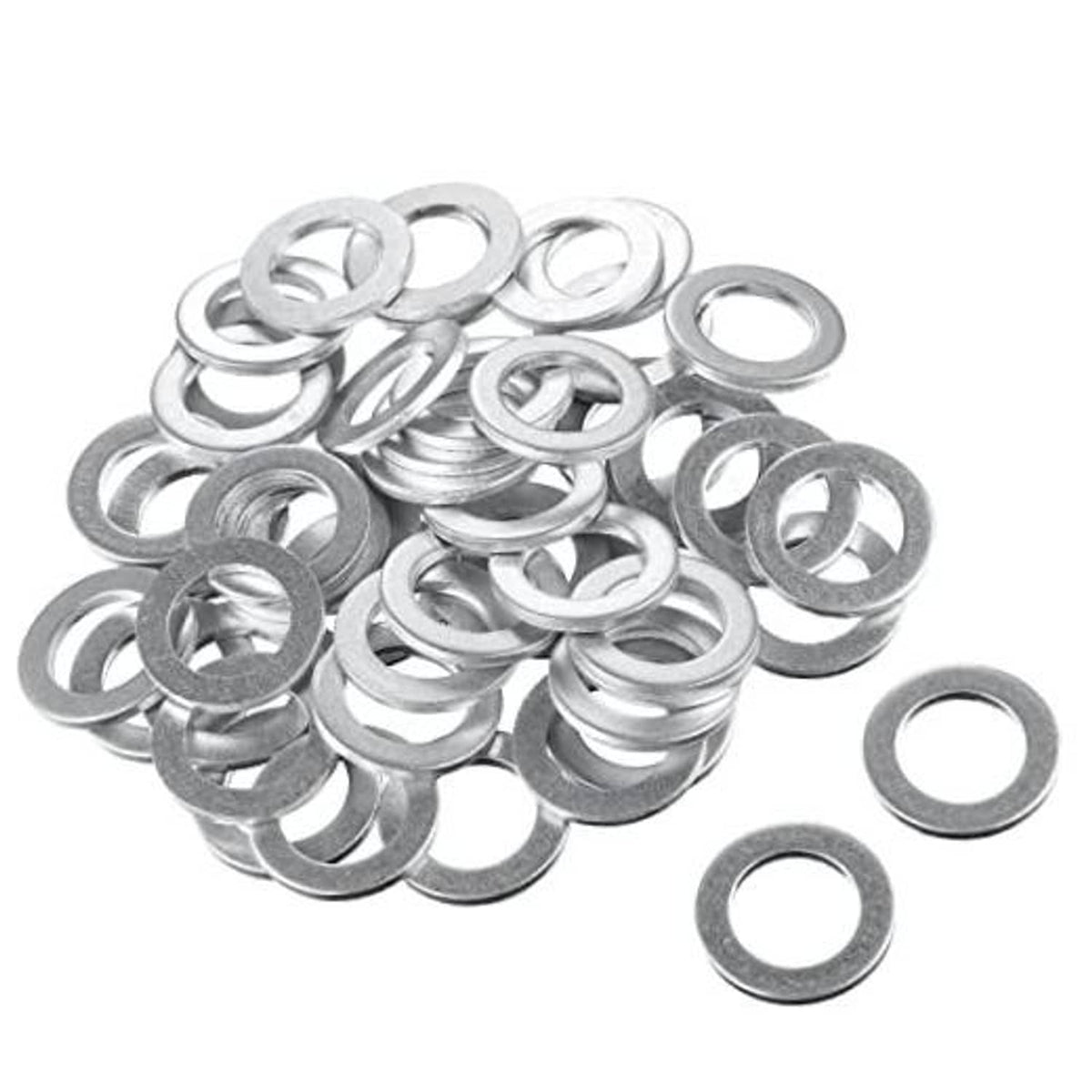 Aluminum engine oil drain crush washers, round silver flat rings with center holes