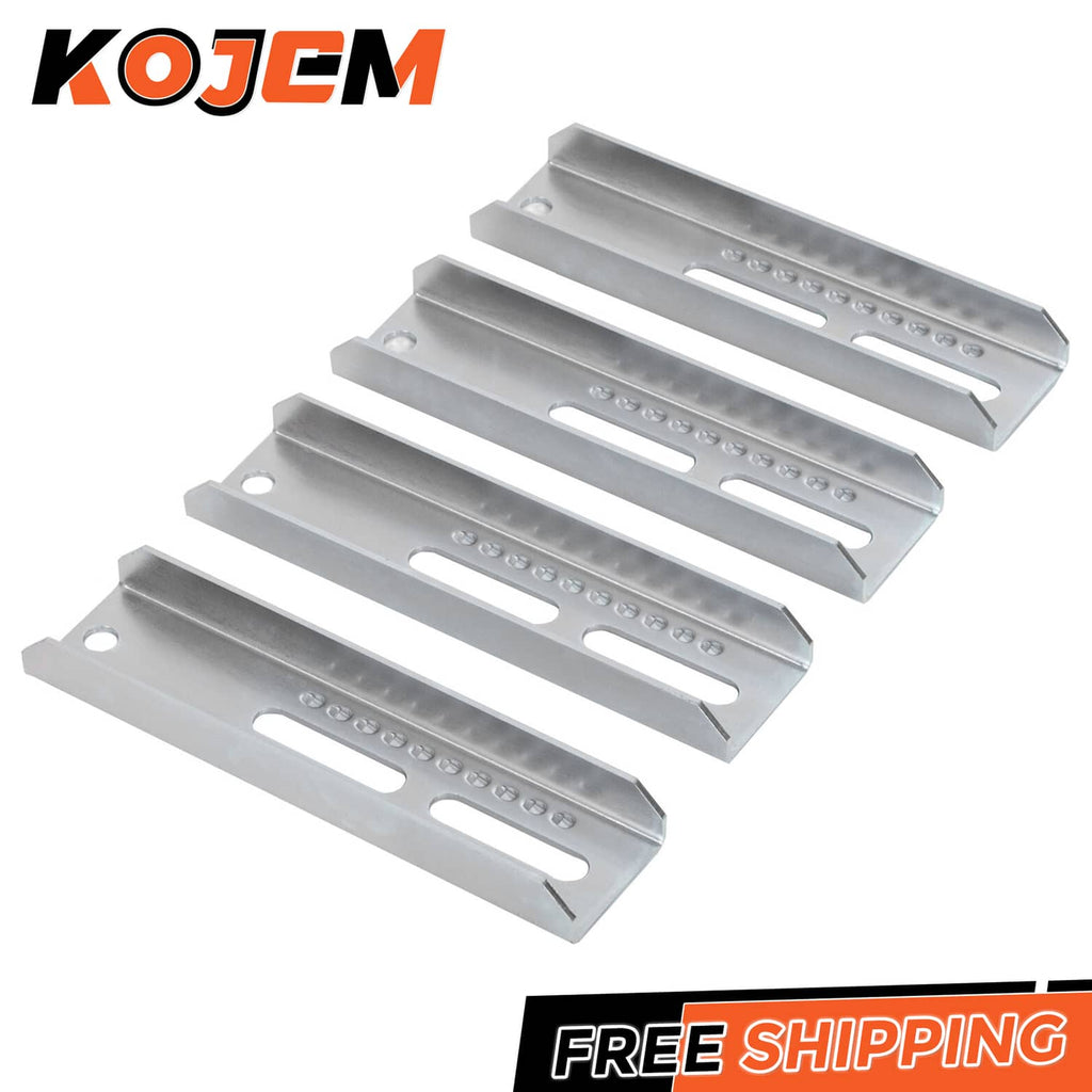 Boat trailer bunk board bracket kit, four silver mounting brackets with vent slots