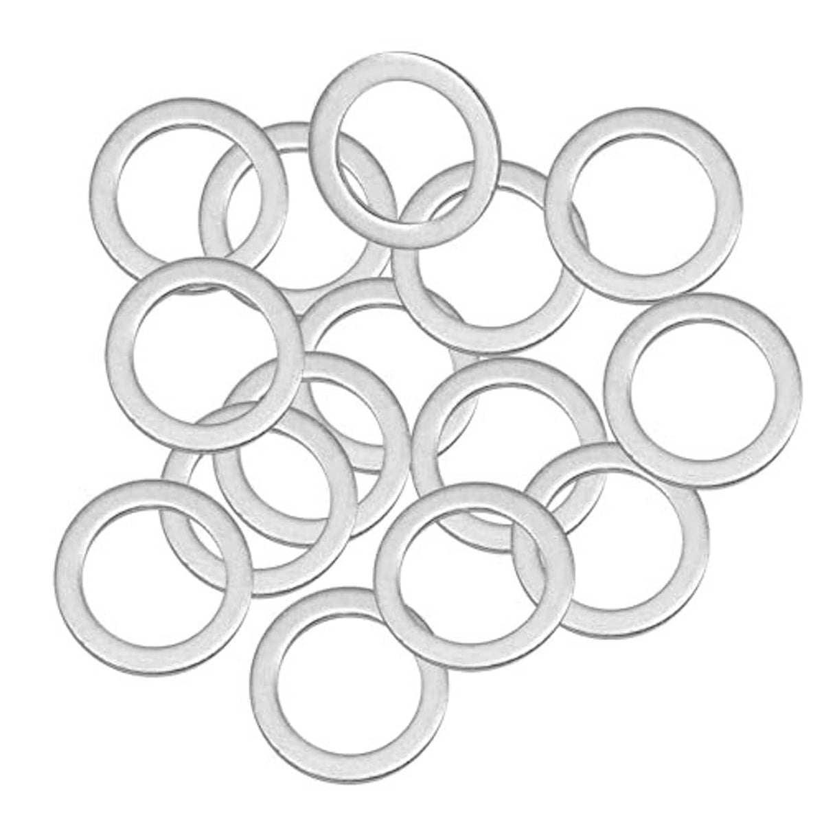 Assorted silver oil drain plug gasket washers, round sealing rings