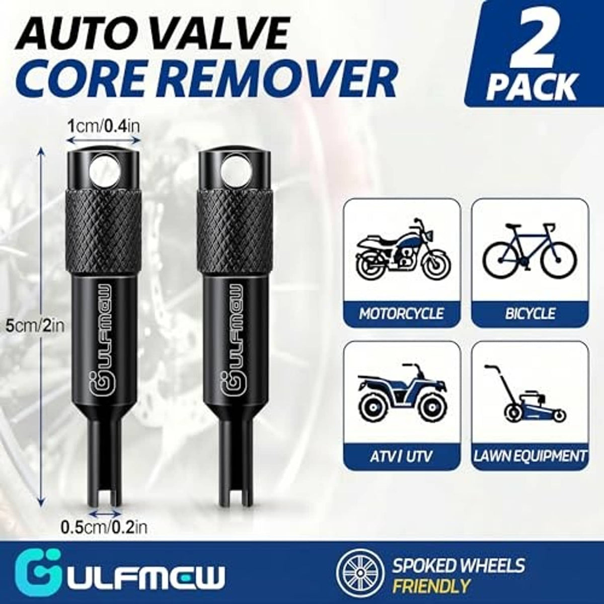 Valve core remover tool set, 2-pack with slim double-ended design