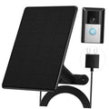 Black solar panel with wall mount and cable for video doorbell charger