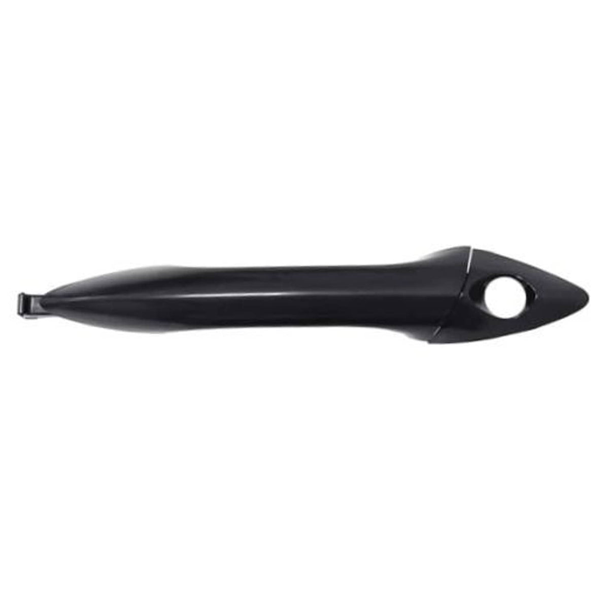 Front left exterior door handle, smooth black with circular keyhole opening