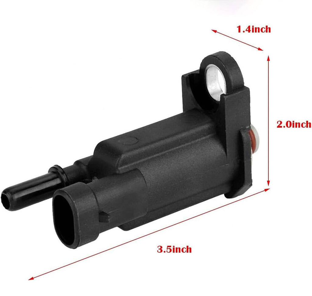 EVAP vapor canister purge solenoid valve, 3.5 in length with 1.4 in width shown