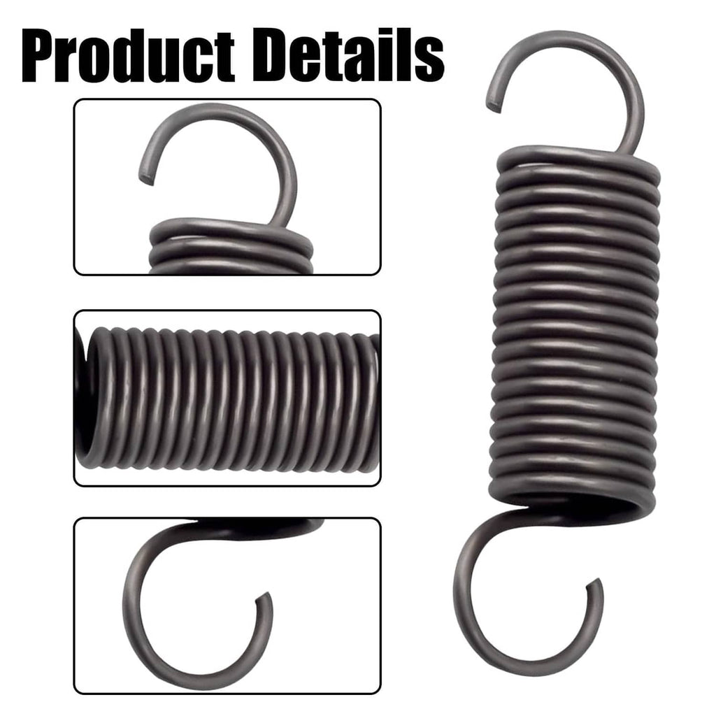 Recliner tension coil spring with short hook ends, dark gray metal, single spring