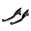 Black brake and clutch levers with ball-style tips and gold-colored mounting plates