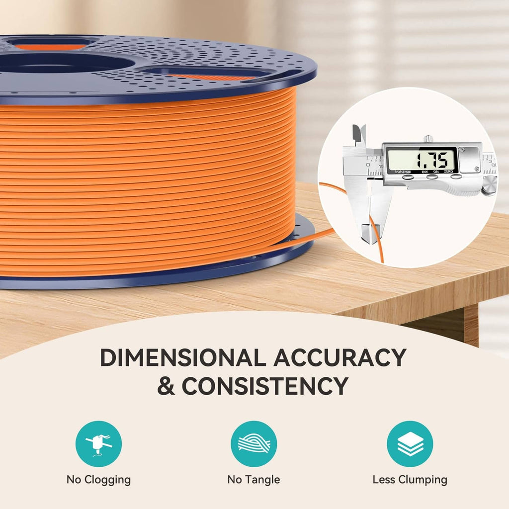Orange PLA matte filament spool close-up showing smooth wound layers