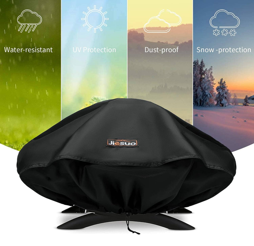 Black Jiesuo grill cover, domed top with stitched logo panel