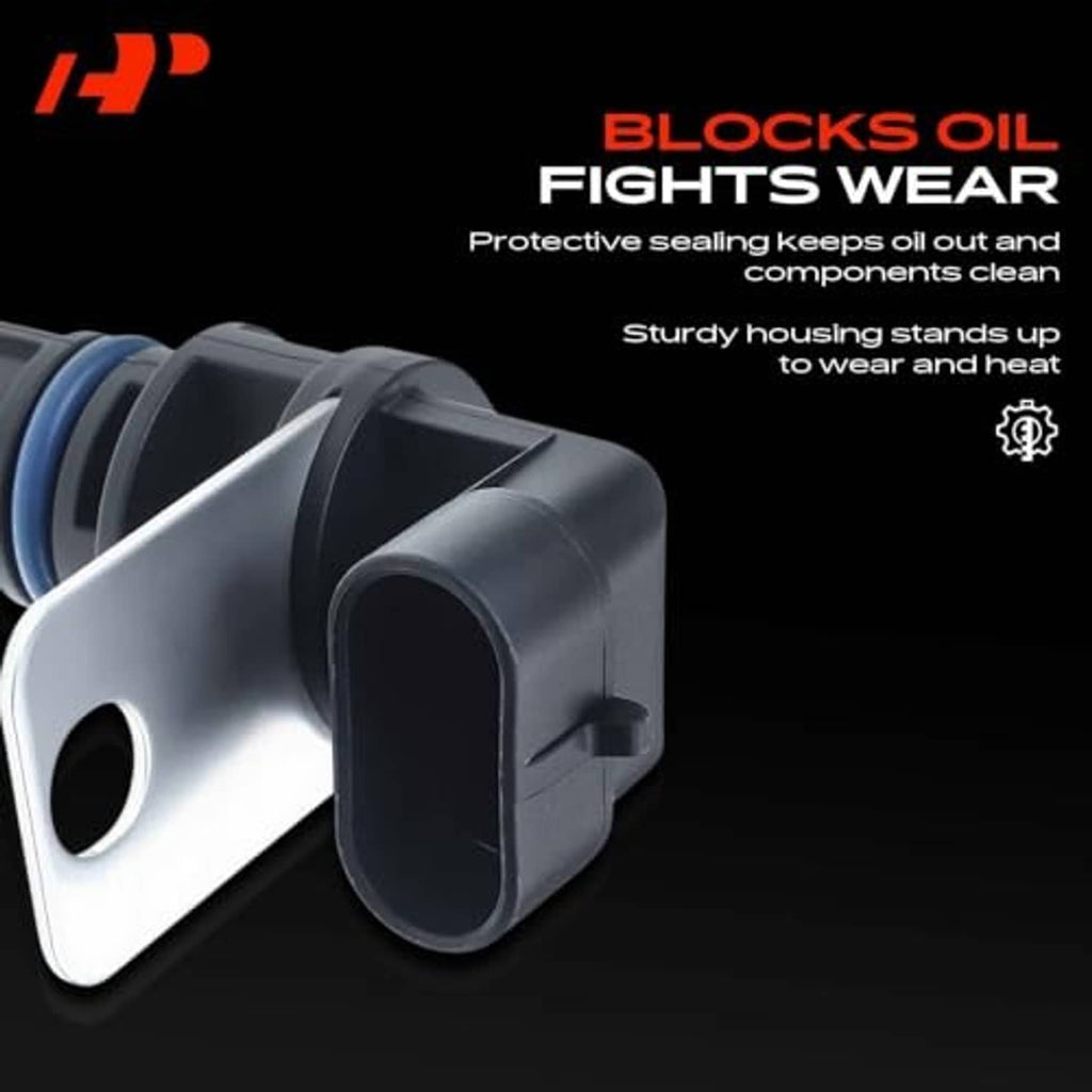 Crankshaft position sensor with black protective housing and metal mounting tab