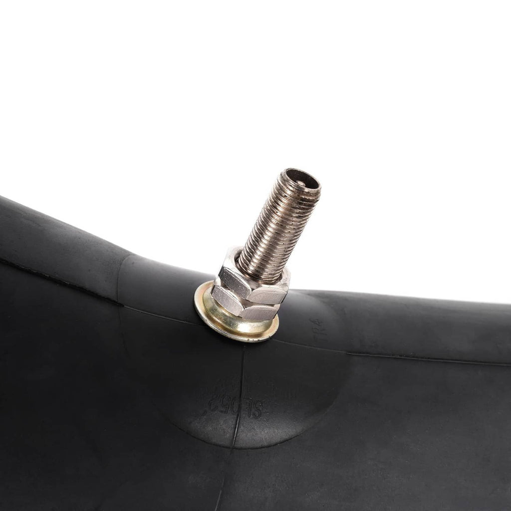 Black inner tube valve stem with metal core and mounting washer
