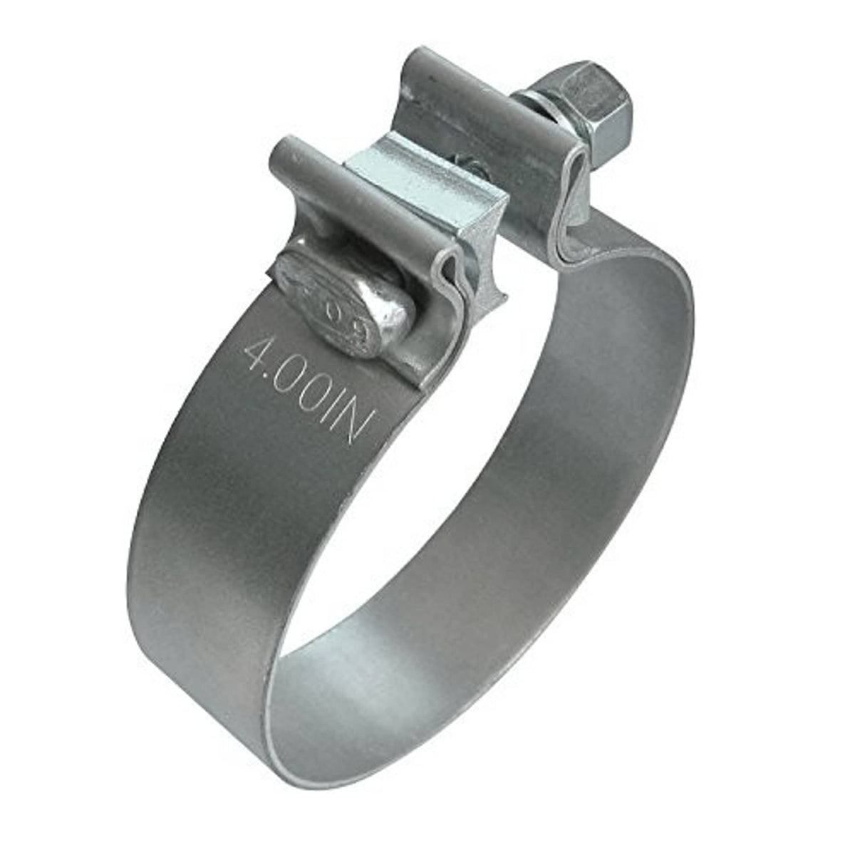 4-inch narrow band exhaust clamp, steel band with top bolt and side bracket