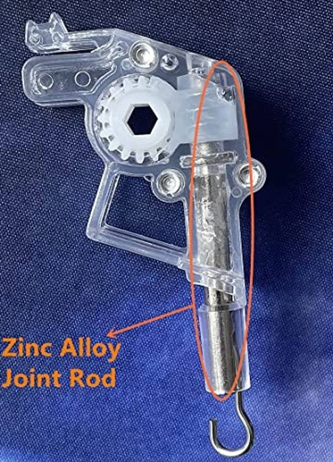 Low-profile blind wand tilter with zinc alloy joint rod and black hook tilt wand