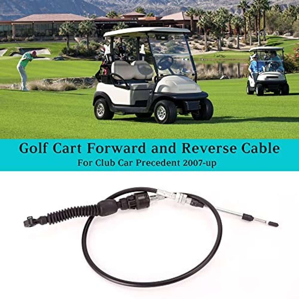 Golf cart forward/reverse shift cable with black spring boot and metal ends