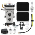Carburetor kit with aluminum body, air filter foam pads, spark plug, gasket and hoses