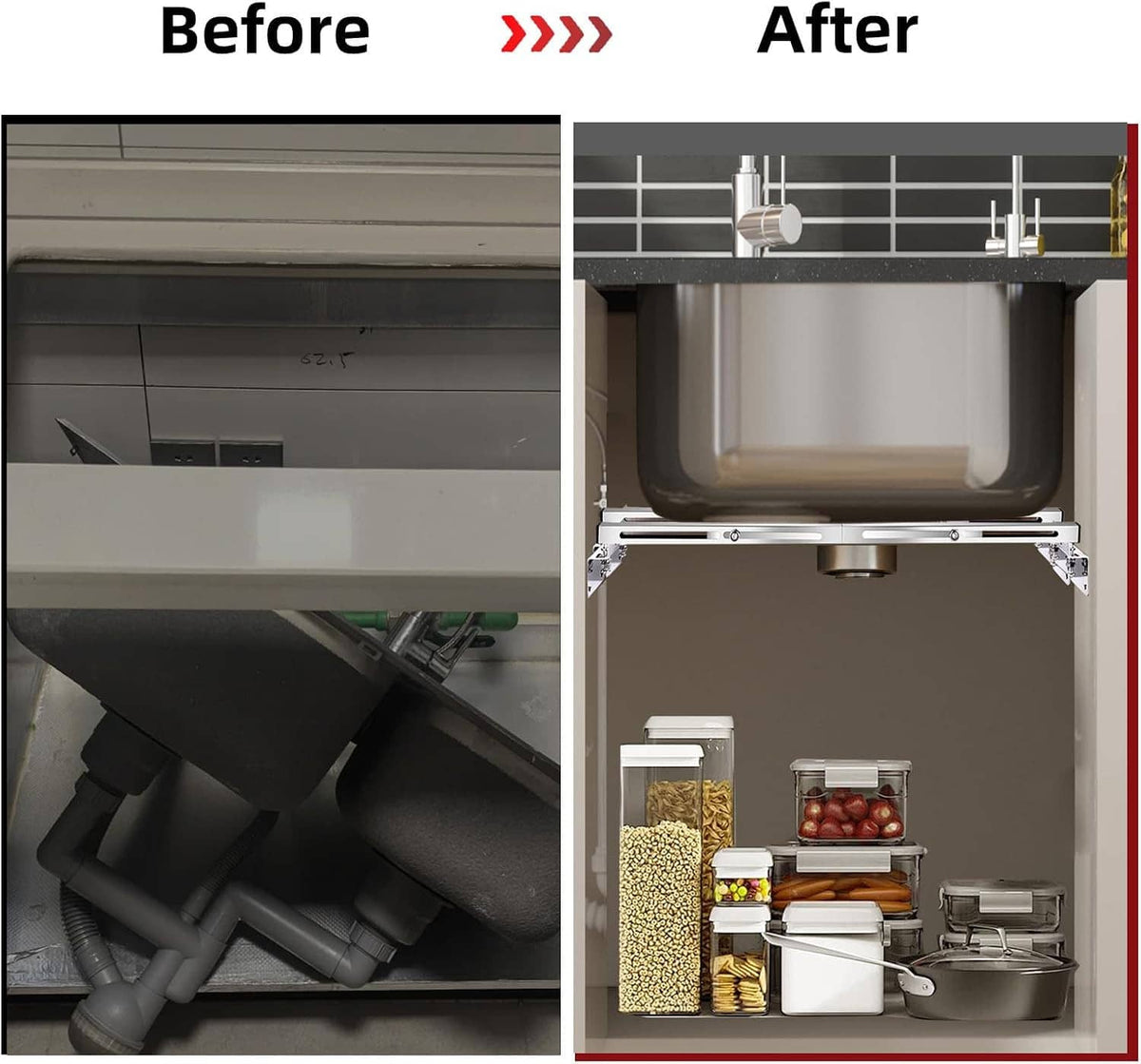 Undermount sink support brackets installed under sink with holding bar