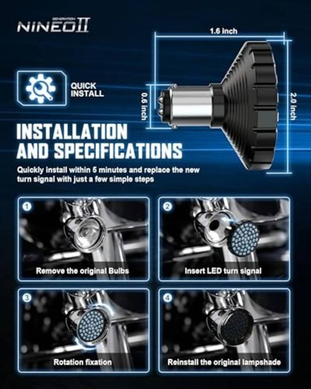 Black 1157 LED turn signal bulb showing metal base and connector end