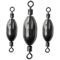 Set of three saltwater fishing weight swivels with split-ring snap hooks