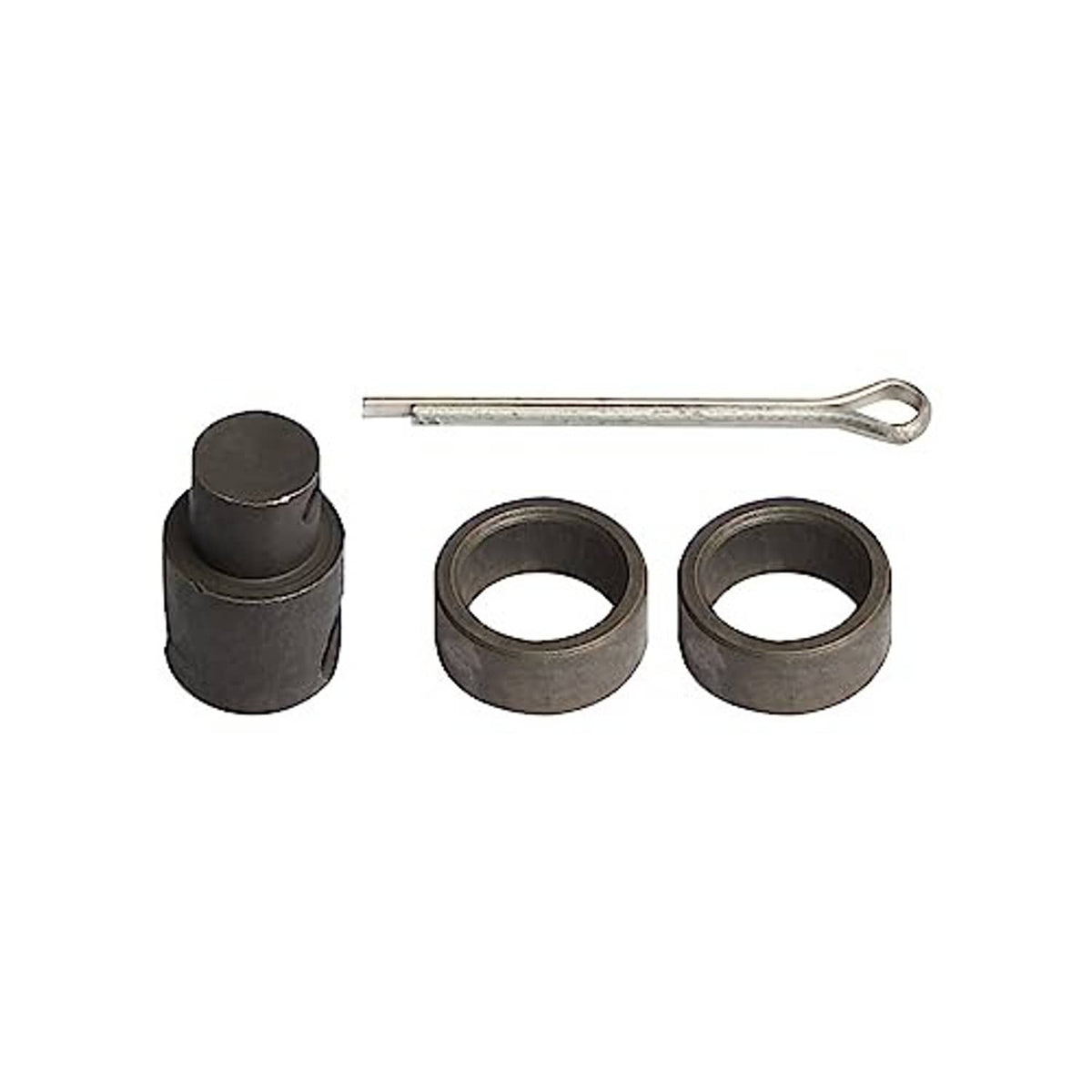 Transmission shifter bushing kit with two metal rings and a small pin tool